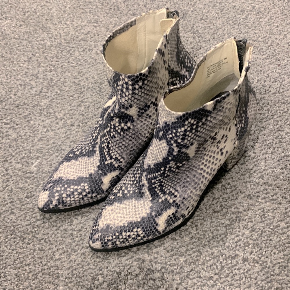 Snake print ankle booties